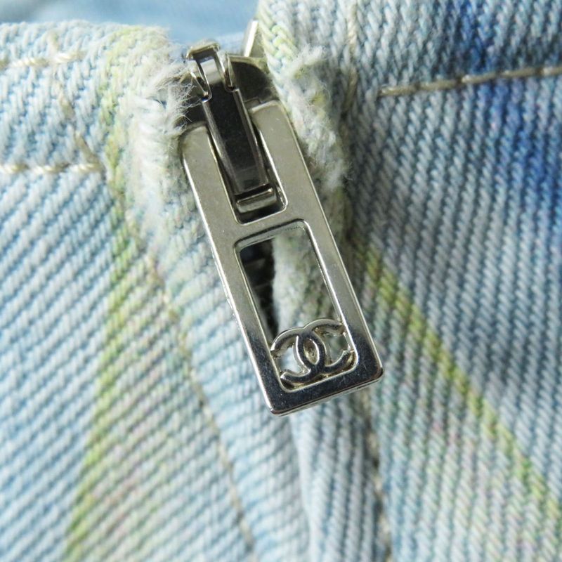 CHANEL P58766 Women's A-line/trapezoid Cut-off Denim Skirt