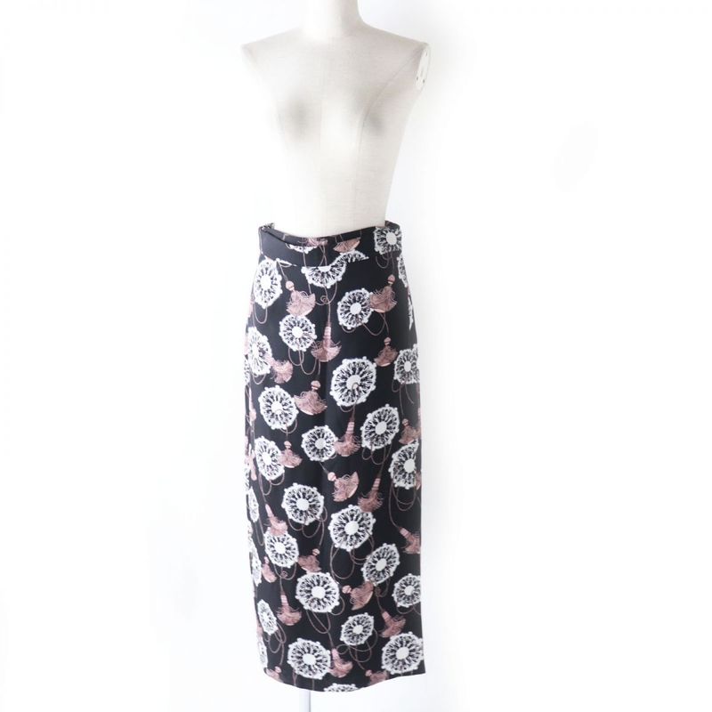 Hermes 22SS Hermes 2e0312dz Liquetis Aquarelle Long Length Wrap Skirt Black