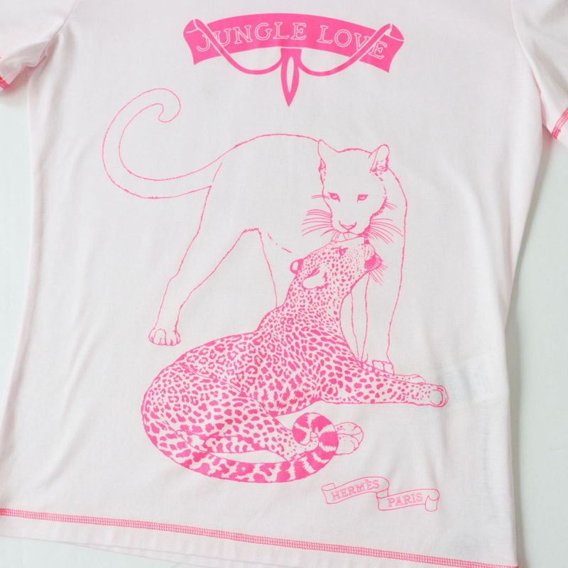 22 Hermes Women's Jungle Love Short Sleeve Cut/t-shirt Light Pink And