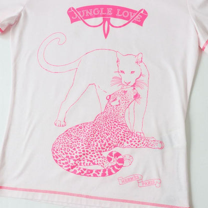 22 Hermes Women's Jungle Love Short Sleeve Cut/t-shirt Light Pink And