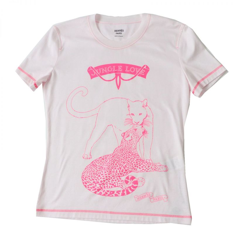 22 Hermes Women's Jungle Love Short Sleeve Cut/t-shirt Light Pink And