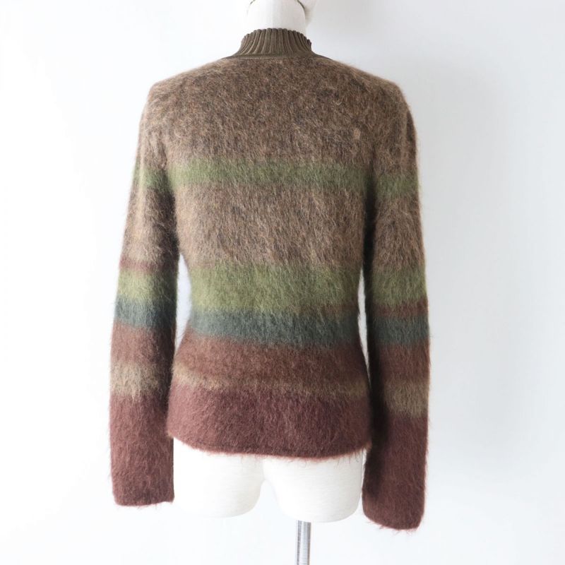 Hermes 22AW Mohair-cashmere Blend Long-sleeved Knit Pullover/sweater Brown And