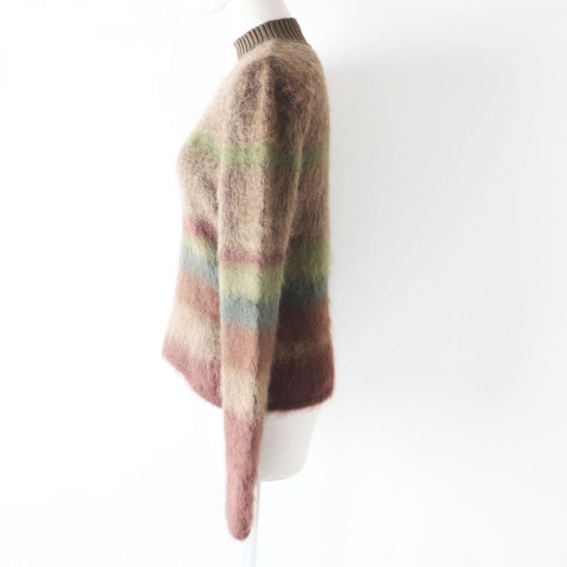 Hermes 22AW Mohair-cashmere Blend Long-sleeved Knit Pullover/sweater Brown And