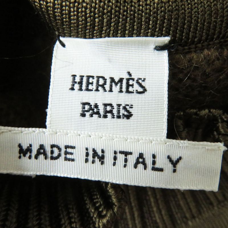 Hermes 22AW Mohair-cashmere Blend Long-sleeved Knit Pullover/sweater Brown And