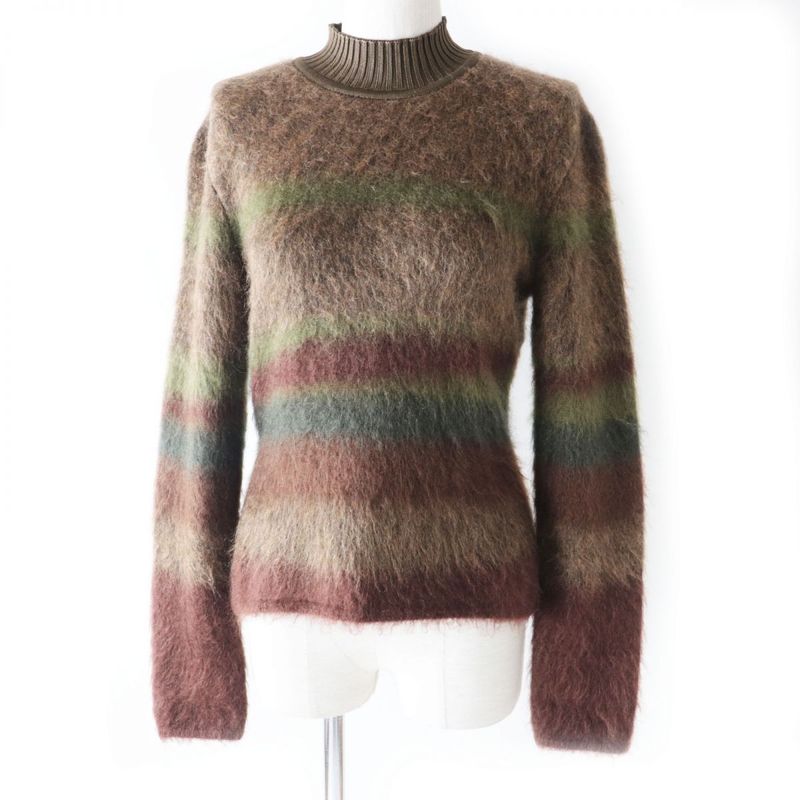 Hermes 22AW Mohair-cashmere Blend Long-sleeved Knit Pullover/sweater Brown And