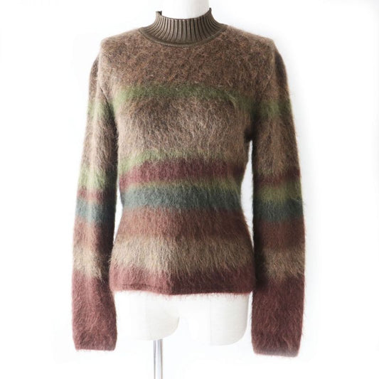 Hermes 22AW Mohair-cashmere Blend Long-sleeved Knit Pullover/sweater Brown And