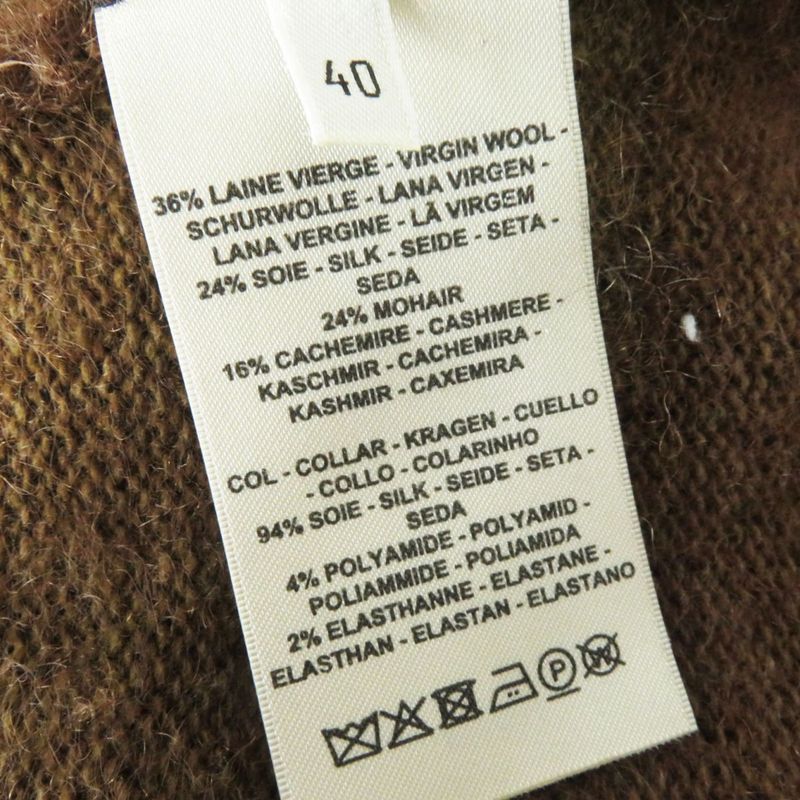 Hermes 22AW Mohair-cashmere Blend Long-sleeved Knit Pullover/sweater Brown And