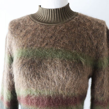 Hermes 22AW Mohair-cashmere Blend Long-sleeved Knit Pullover/sweater Brown And
