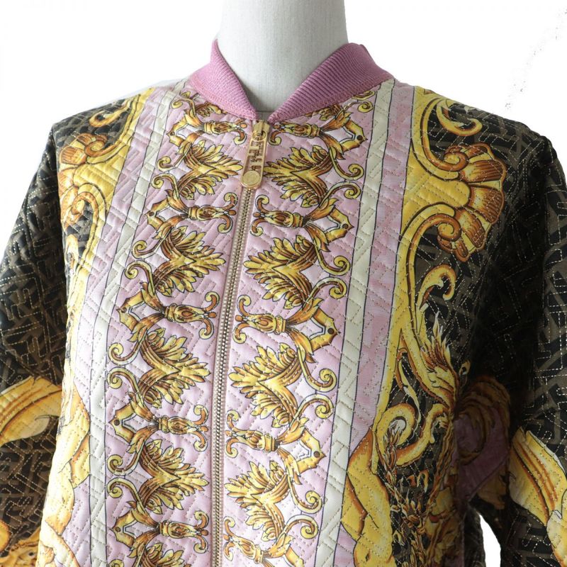 Unused Fendi X Versace Fendace 22SS Fj7259 100% Silk Bomber Jacket