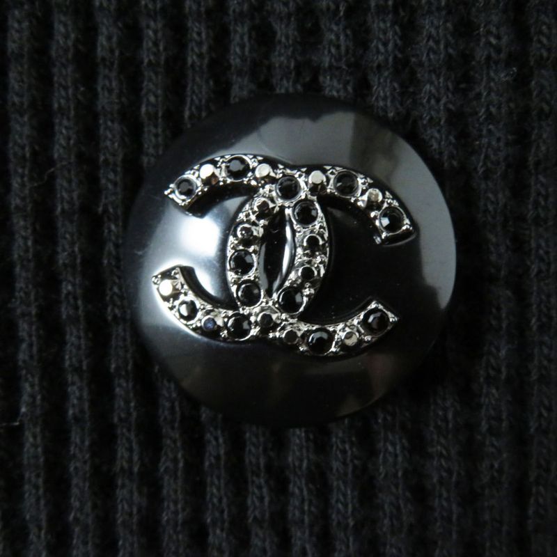 CHANEL 21C P70001 Women's Waffle Double Jacket With Rhinestone Coco