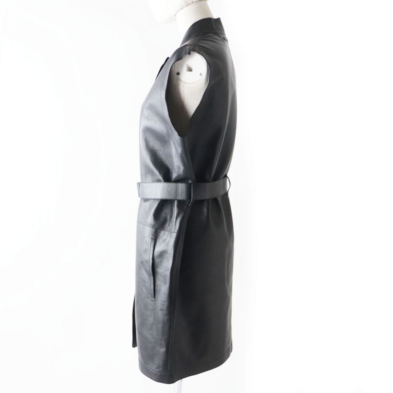 Hermes French Hermes 2020 Women's Belted Serie Button Lamb Leather Long