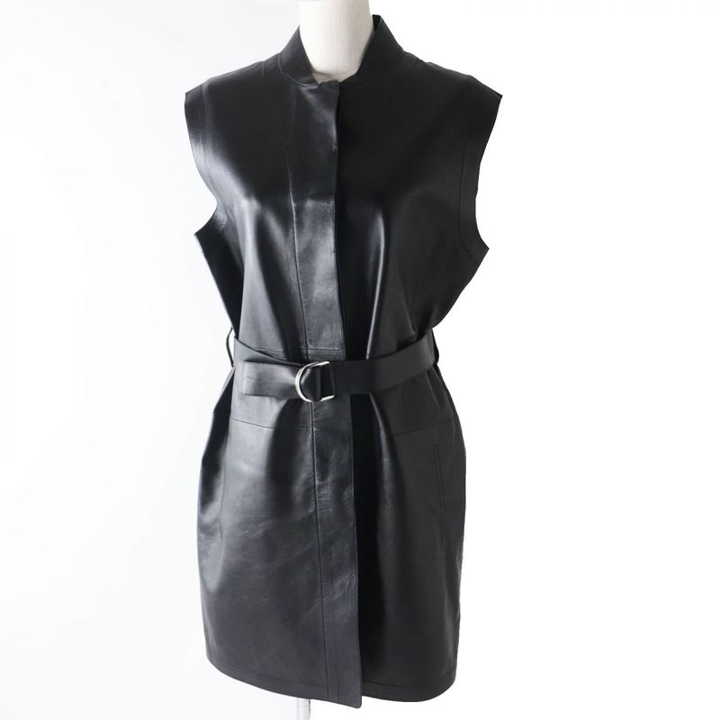 Hermes French Hermes 2020 Women's Belted Serie Button Lamb Leather Long