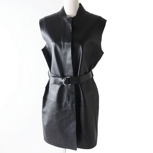 Hermes French Hermes 2020 Women's Belted Serie Button Lamb Leather Long