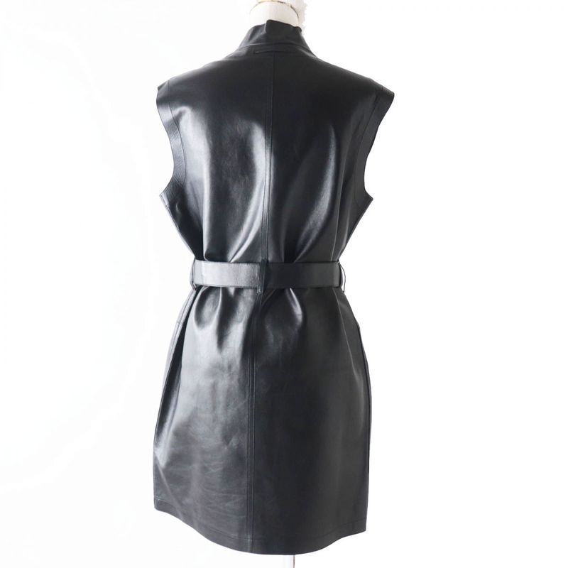 Hermes French Hermes 2020 Women's Belted Serie Button Lamb Leather Long