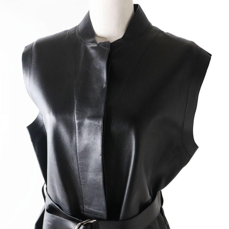 Hermes French Hermes 2020 Women's Belted Serie Button Lamb Leather Long