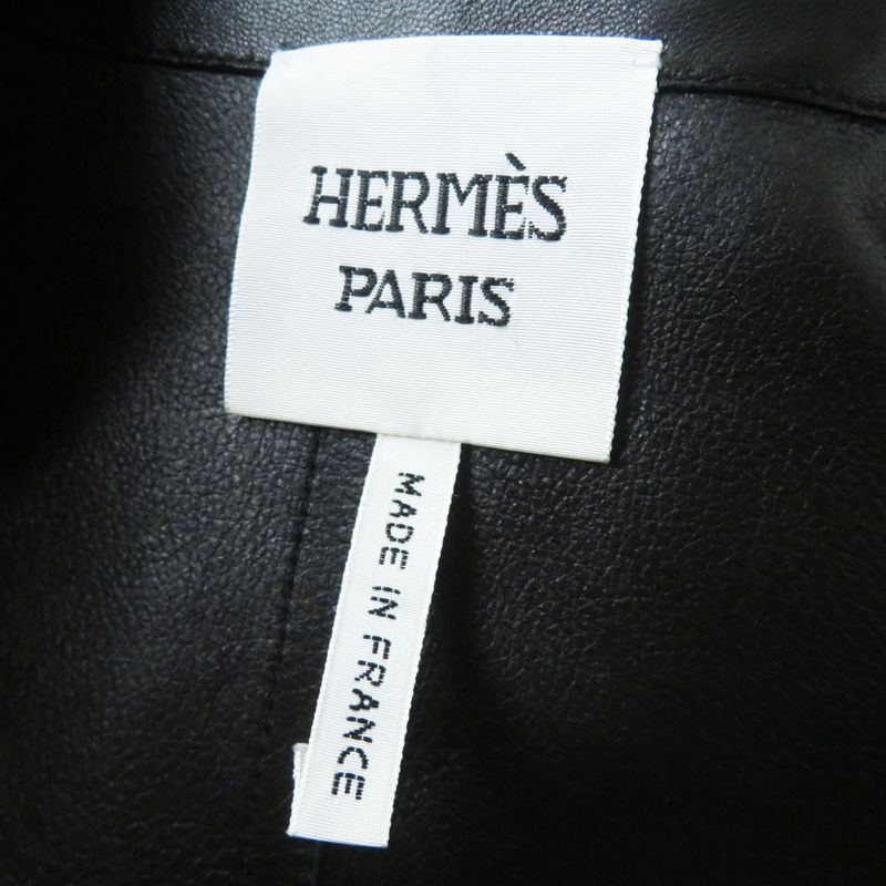 Hermes French Hermes 2020 Women's Belted Serie Button Lamb Leather Long