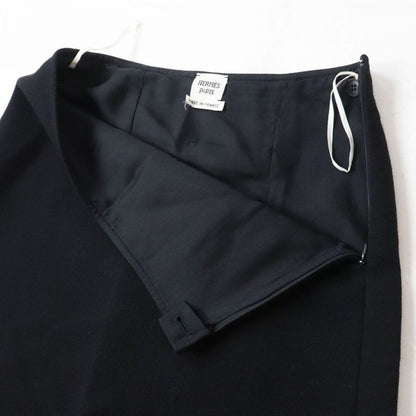 Hermes Women's Wool Knee-length A-line/trapezoid Skirt Black None Size