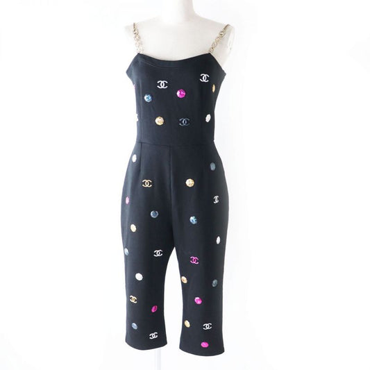 Hermes Runway Worn CHANEL 21AW P71491 Women's Coco Mark Rhinestone Jumpsuit