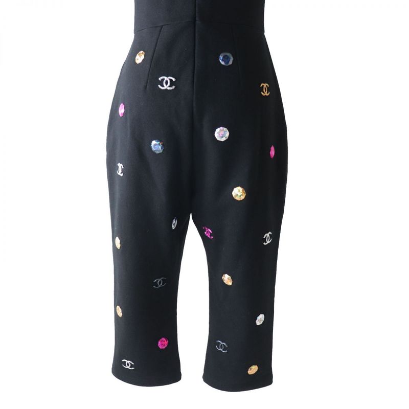 Hermes Runway Worn CHANEL 21AW P71491 Women's Coco Mark Rhinestone Jumpsuit