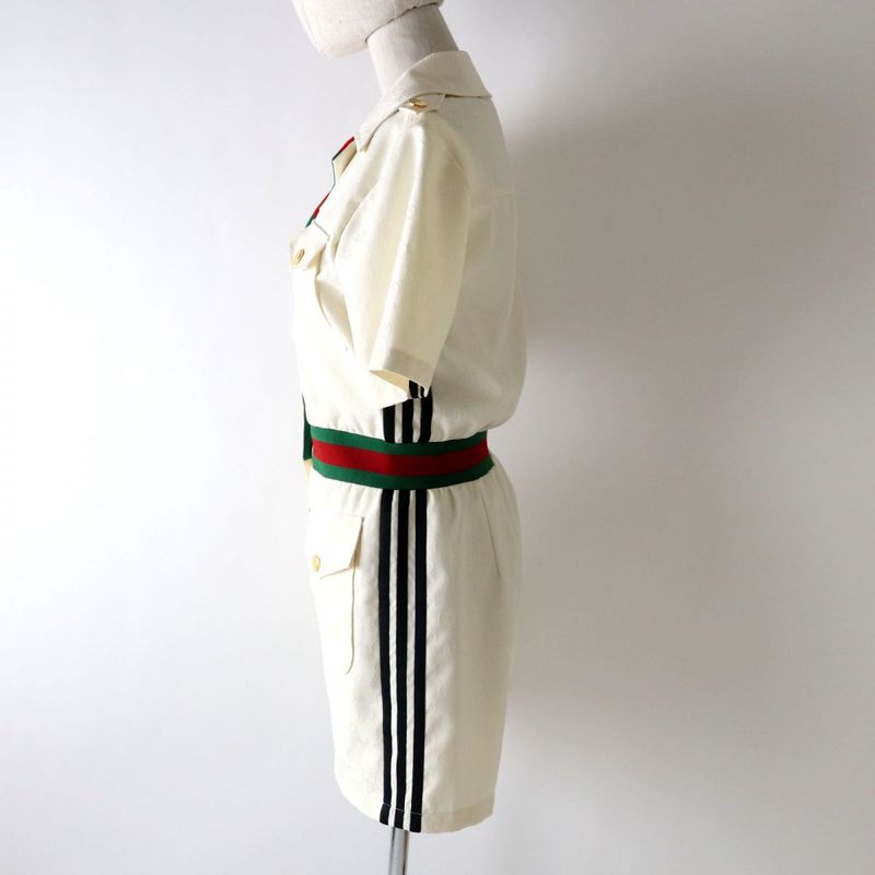 Hermes 22SS Gucci Adidas Collaboration 703000 Women's Short Jumpsuit White