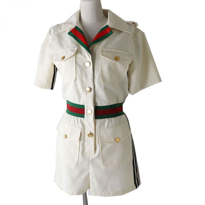 Hermes 22SS Gucci Adidas Collaboration 703000 Women's Short Jumpsuit White