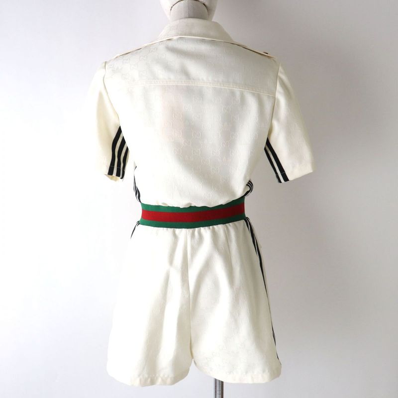 Hermes 22SS Gucci Adidas Collaboration 703000 Women's Short Jumpsuit White