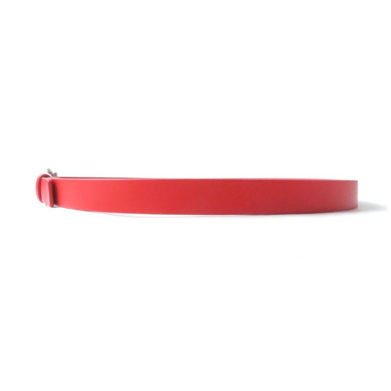 Bottega Veneta 629763 Triangle Buckle Leather Belt Ladies Red 80/32 Made In