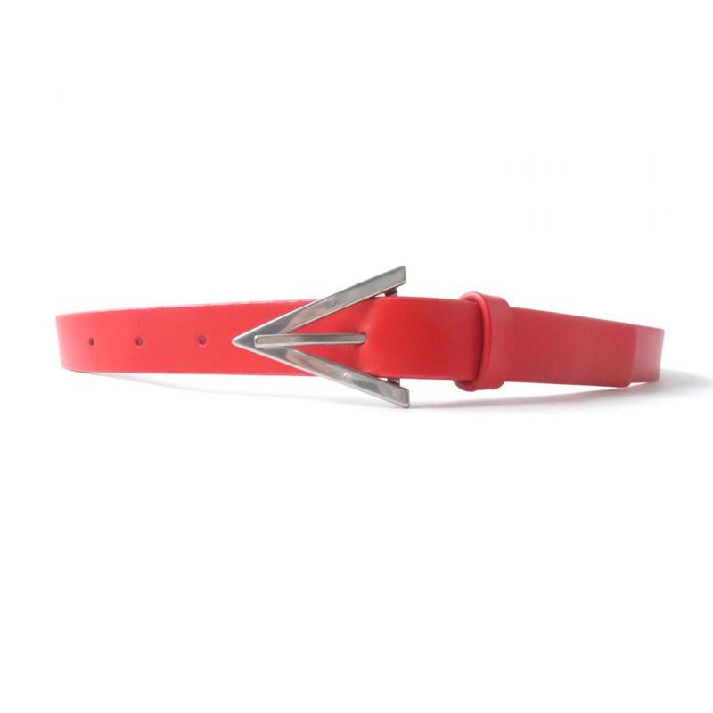 Bottega Veneta 629763 Triangle Buckle Leather Belt Ladies Red 80/32 Made In