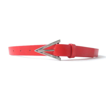 Bottega Veneta 629763 Triangle Buckle Leather Belt Ladies Red 80/32 Made In
