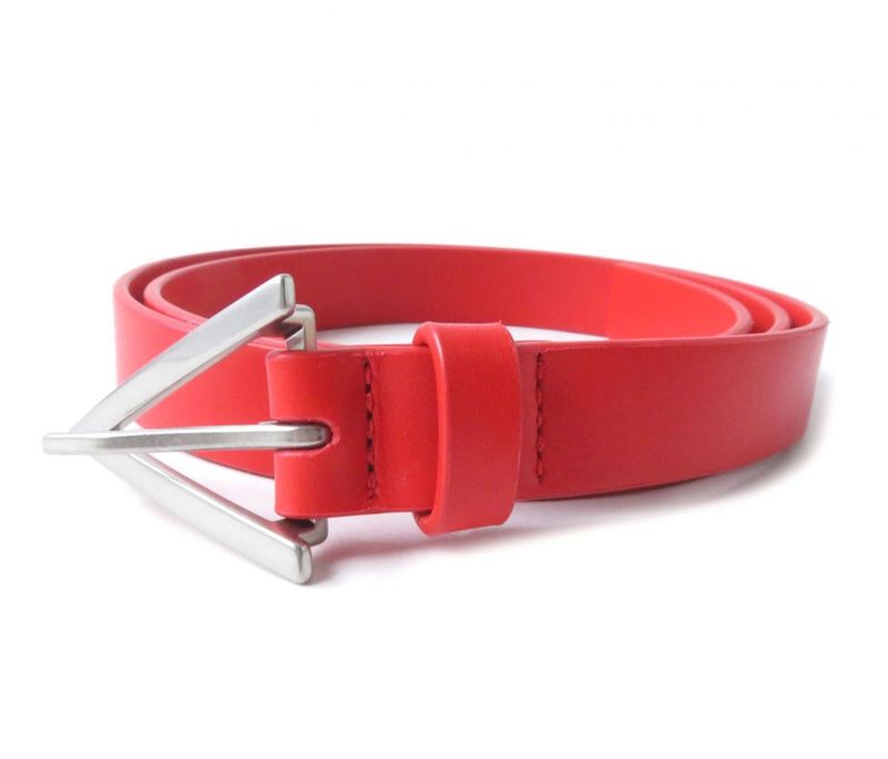 Bottega Veneta 629763 Triangle Buckle Leather Belt Ladies Red 80/32 Made In