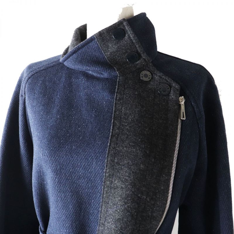 Hermes 19AW French Made Hermes Women's Stand Collar Long Coat With Serie