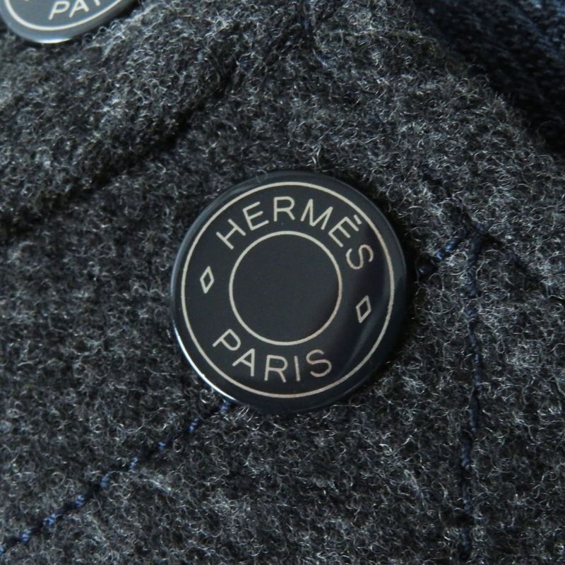 Hermes 19AW French Made Hermes Women's Stand Collar Long Coat With Serie