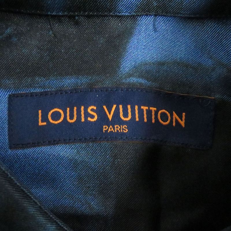 Louis Vuitton 1a8xbx LV Salt Print All-over 100% Silk Long-sleeved Shirt Navy