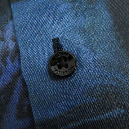 Louis Vuitton 1a8xbx LV Salt Print All-over 100% Silk Long-sleeved Shirt Navy