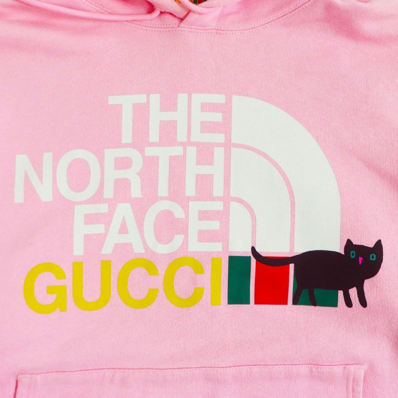 Gucci The North Face 626989 Logo Print Sweatshirt Hoodie Pink M Made In Italy