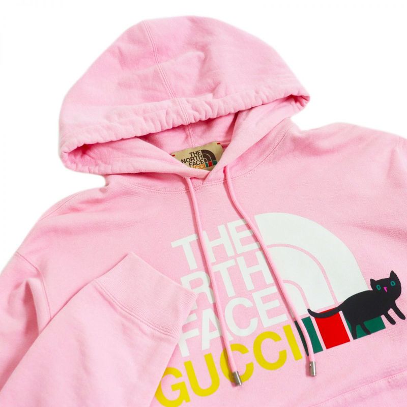Gucci The North Face 626989 Logo Print Sweatshirt Hoodie Pink M Made In Italy