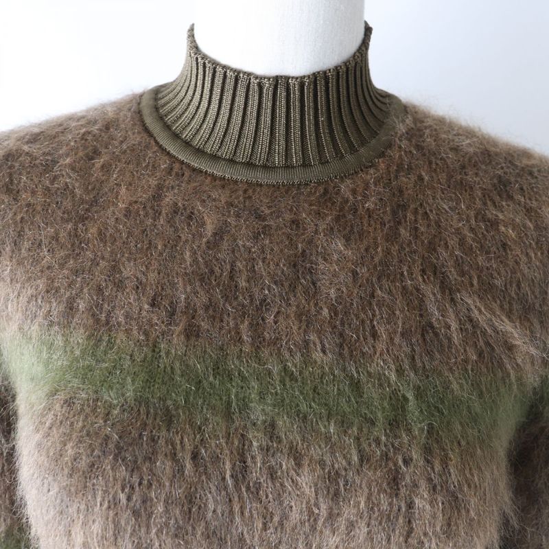 2022 Hermes Silk Mohair And Cashmere High Neck Long Sleeves Knit/top