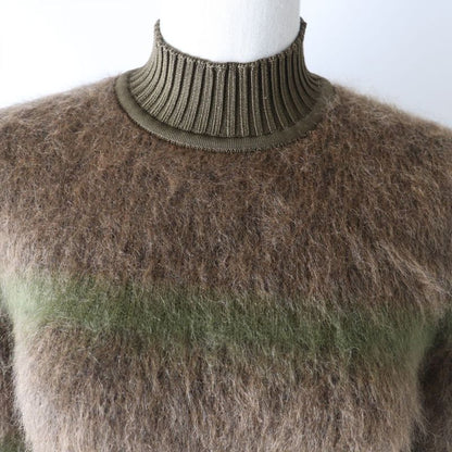 2022 Hermes Silk Mohair And Cashmere High Neck Long Sleeves Knit/top