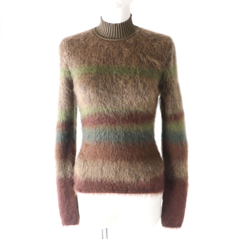 2022 Hermes Silk Mohair And Cashmere High Neck Long Sleeves Knit/top