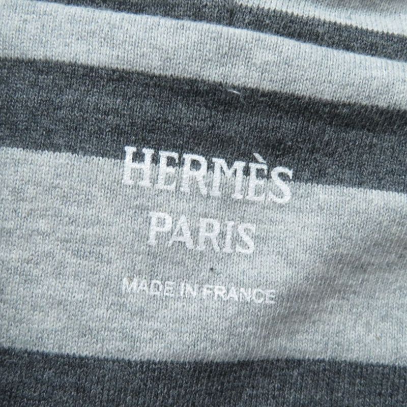 Hermes 2021 Mariniere Hooded Striped Sweatdress Women's Gray 34 Made In