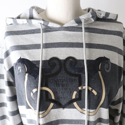 Hermes 2021 Mariniere Hooded Striped Sweatdress Women's Gray 34 Made In