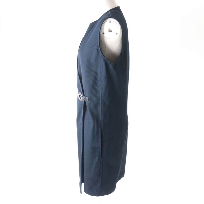 Hermes 2022 ROBE Portefeuille Leather Used Long Length Gilet Vest/dress