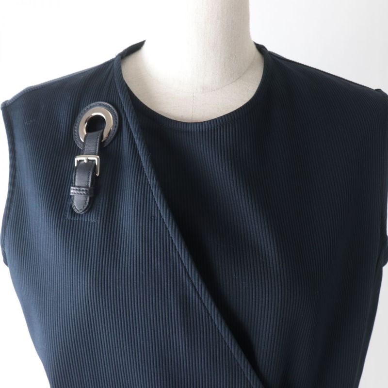 Hermes 2022 ROBE Portefeuille Leather Used Long Length Gilet Vest/dress