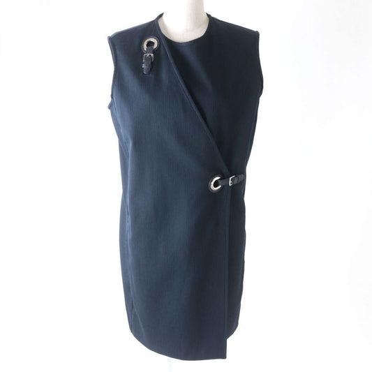 Hermes 2022 ROBE Portefeuille Leather Used Long Length Gilet Vest/dress