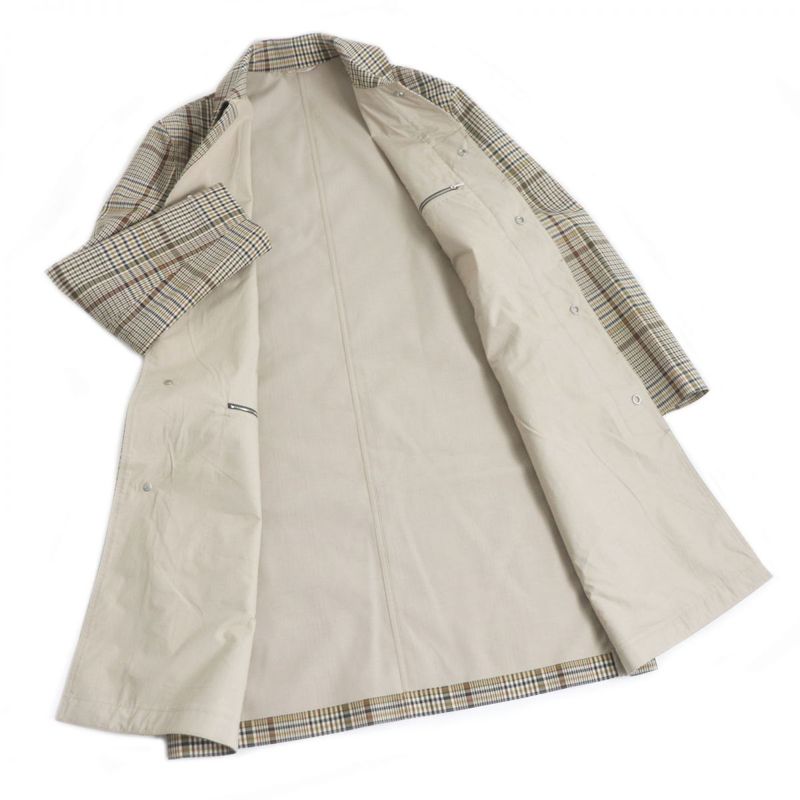 Hermes Brown Wool Stainless Steel Collar Coat With Checkered Pattern Serie