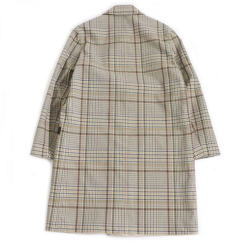 Hermes Brown Wool Stainless Steel Collar Coat With Checkered Pattern Serie