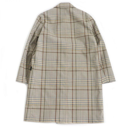 Hermes Brown Wool Stainless Steel Collar Coat With Checkered Pattern Serie