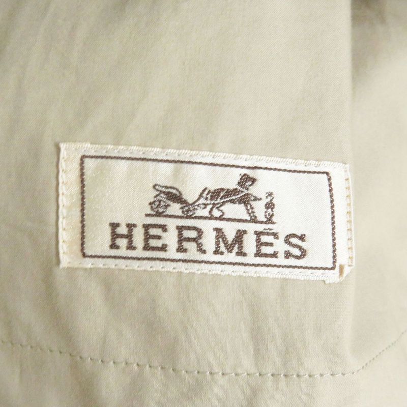 Hermes Brown Wool Stainless Steel Collar Coat With Checkered Pattern Serie