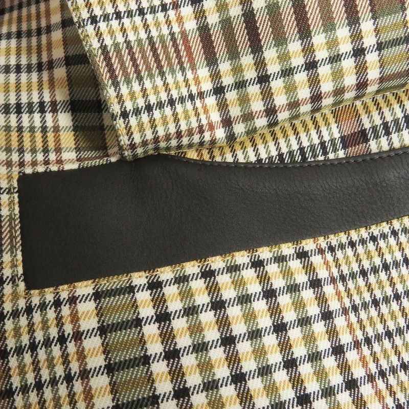 Hermes Brown Wool Stainless Steel Collar Coat With Checkered Pattern Serie