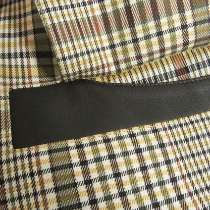 Hermes Brown Wool Stainless Steel Collar Coat With Checkered Pattern Serie